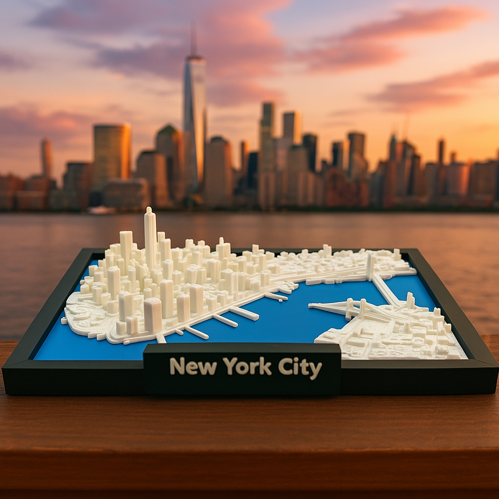 3D Geprinte Miniatuur van New York City – Gedetailleerde Stadskaart en Iconische Skyline - Premium Quality
