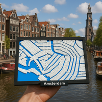 3D Geprinte Miniatuur van Amsterdam – Gedetailleerde Stadskaart en Grachtengordel - Premium Quality