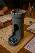 Middeleeuwse Dobbelsteen Werper – 3D-geprinte Dice Tower in Torenvorm - Premium Quality