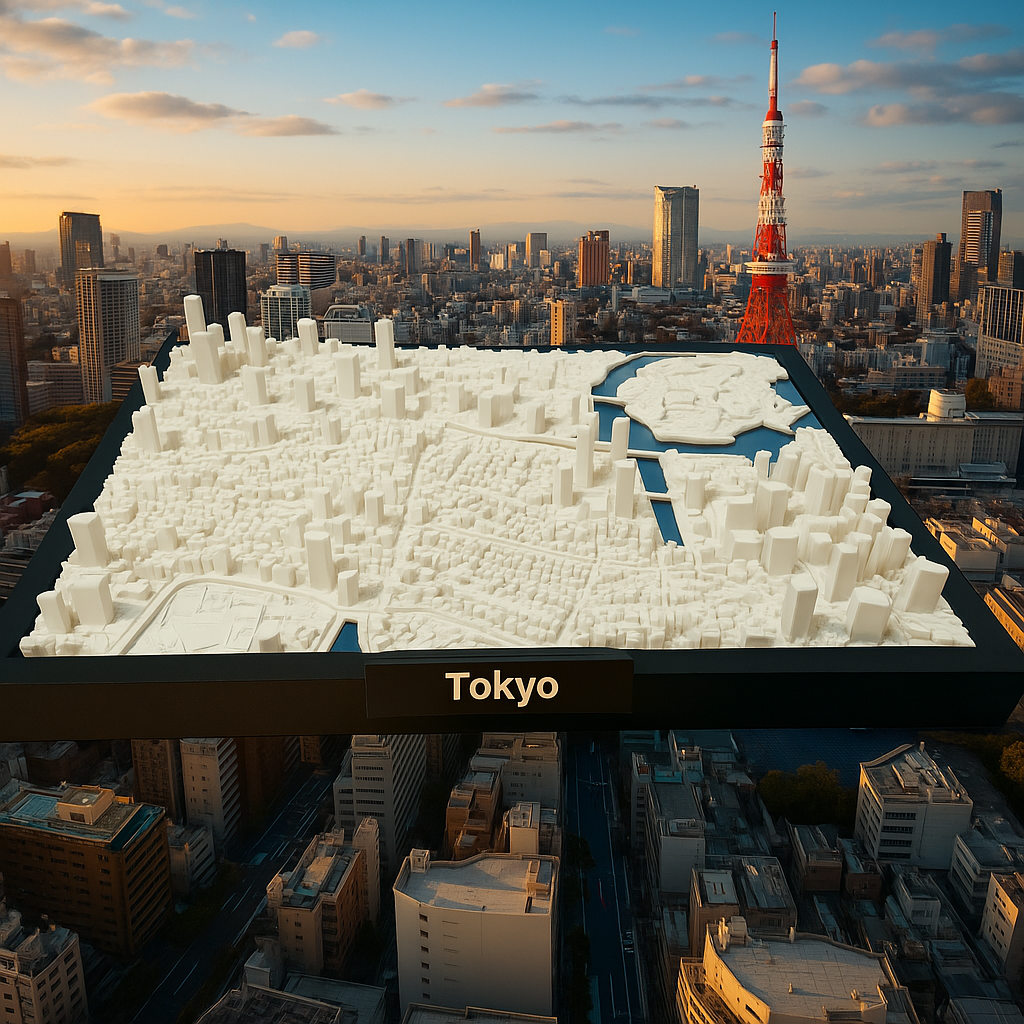 3D Geprinte Miniatuur van Tokyo – Gedetailleerde Stadskaart en Skyline - Premium Quality