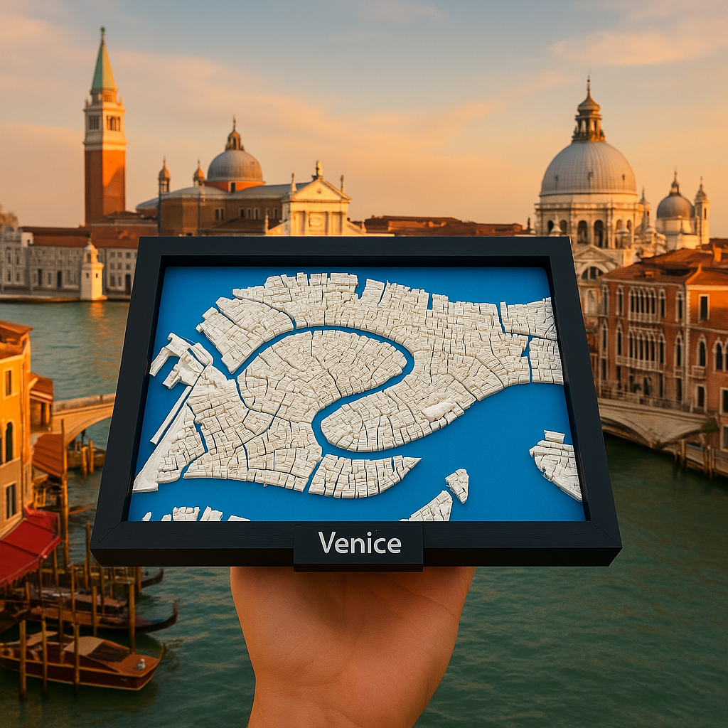 3D Geprinte Miniatuur van Venetië – Gedetailleerde Stadskaart en Kanalen - Premium Quality