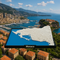 3D Geprinte Miniatuur van Monaco – Gedetailleerde Stadskaart en Havengebied - Premium Quality