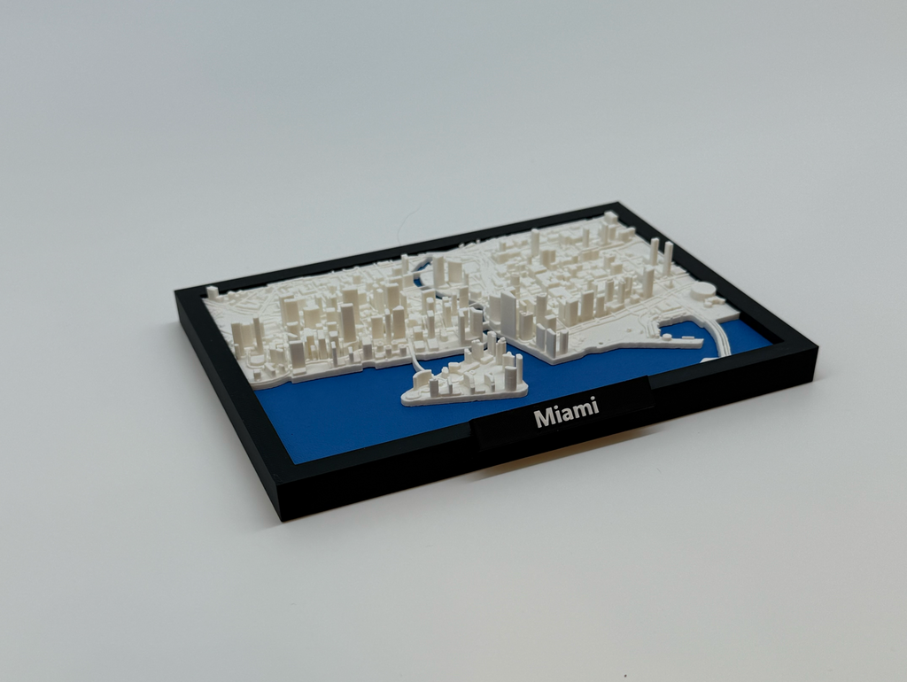 3D Geprinte Miniatuur van Miami – Gedetailleerde Stadskaart en Skyline - Premium Quality