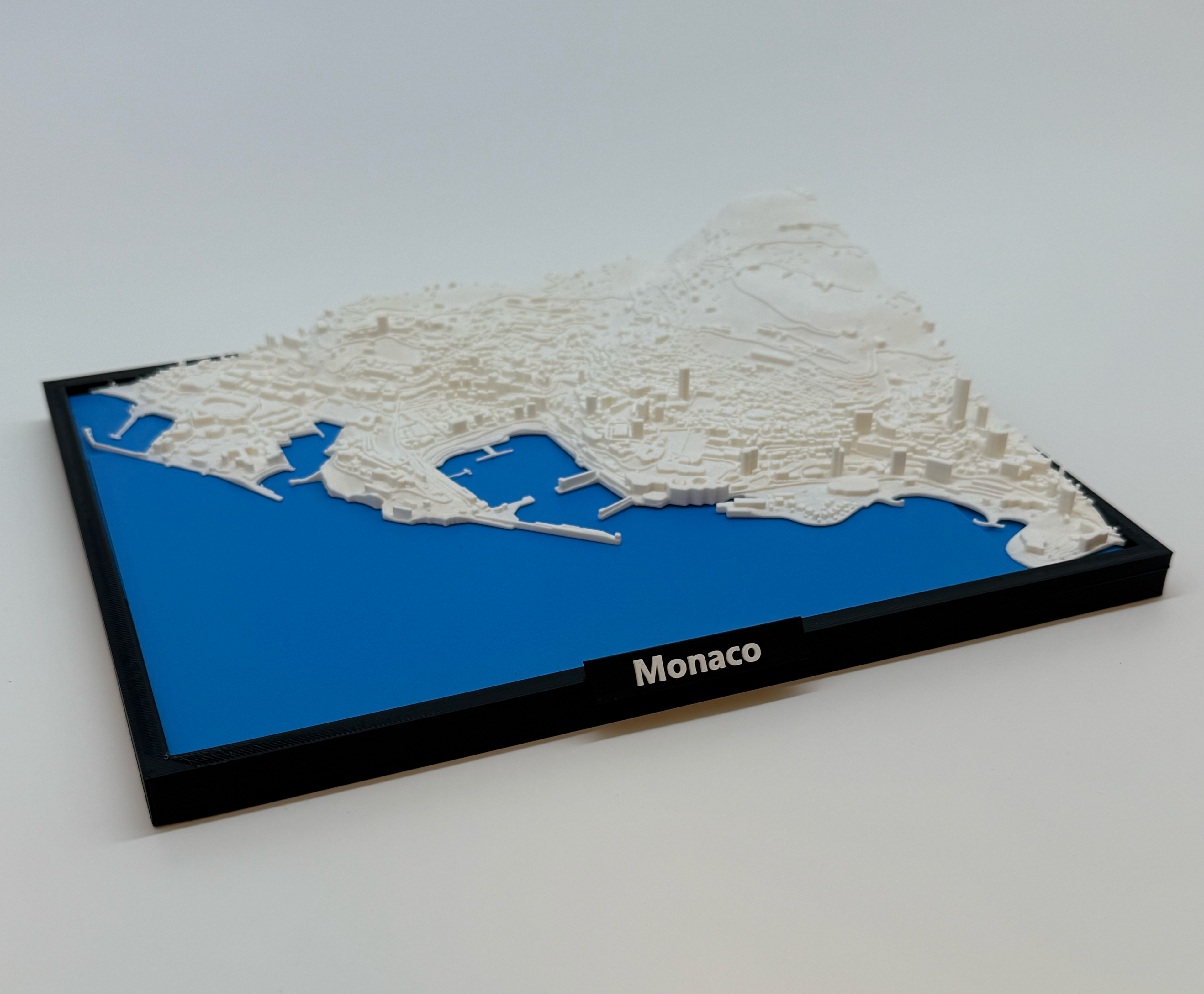 3D Geprinte Miniatuur van Monaco – Gedetailleerde Stadskaart en Havengebied - Premium Quality