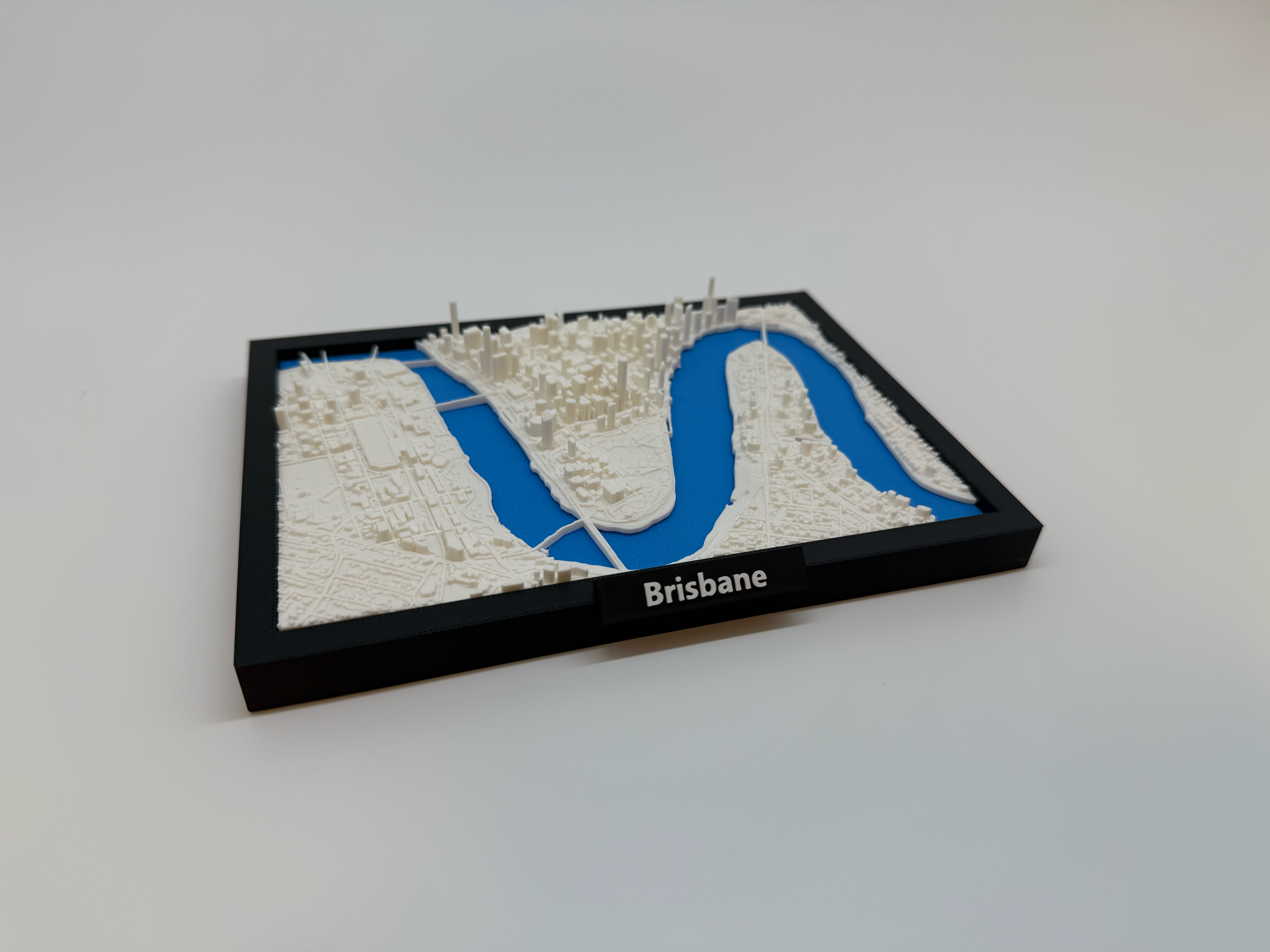 3D Geprinte Miniatuur van Brisbane – Gedetailleerde Stadskaart en Rivierlandschap - Premium Quality
