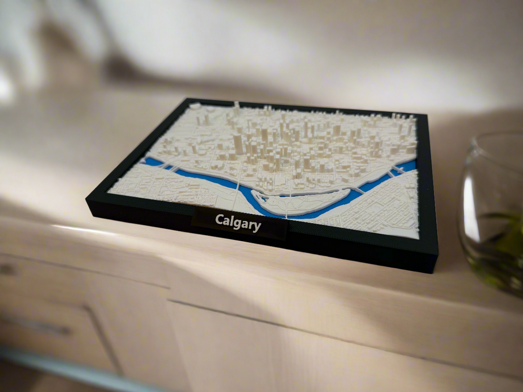 3D Geprinte Miniatuur van Calgary – Gedetailleerde Stadskaart en Skyline - Premium Quality