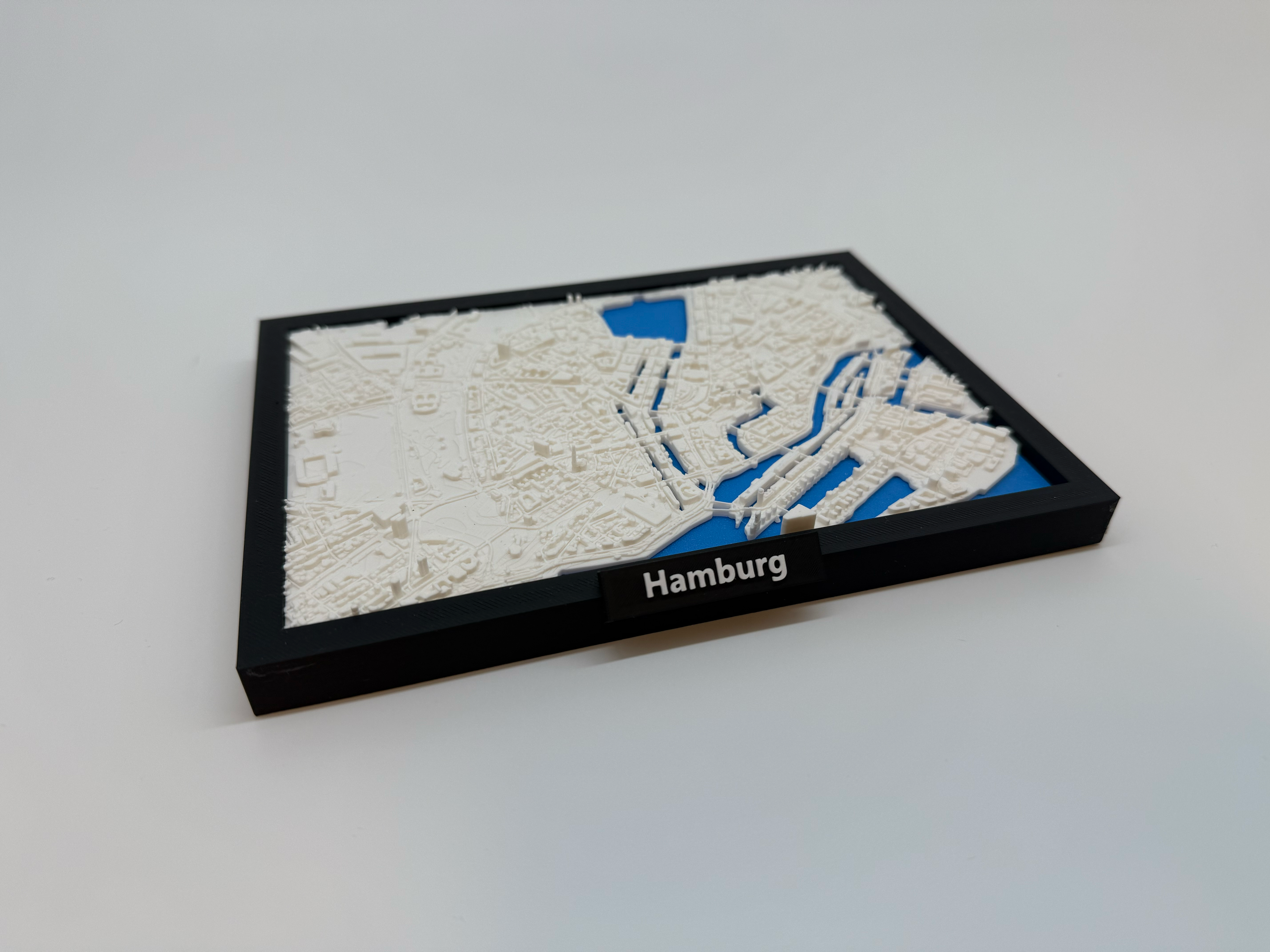 3D Geprinte Miniatuur van Hamburg – Gedetailleerde Stadskaart en Havengebied - Premium Quality