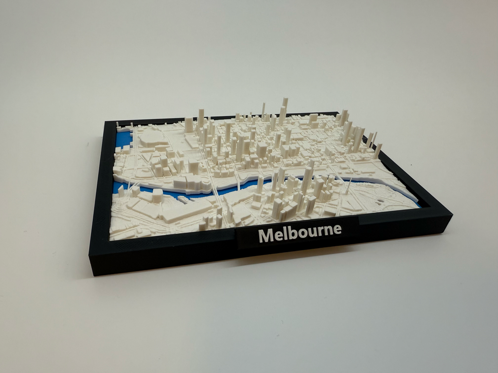 3D Geprinte Miniatuur van Melbourne – Gedetailleerde Stadskaart en Skyline - Premium Quality