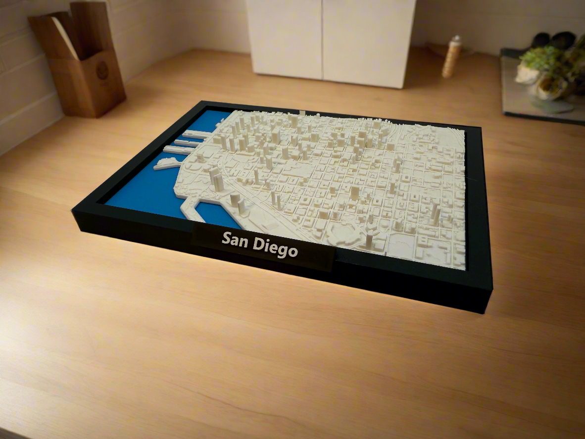 3D Geprinte Miniatuur van San Diego – Gedetailleerde Stadskaart en Skyline - Premium Quality