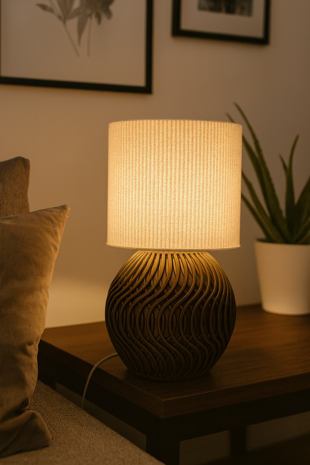 Moderne Tafellamp 'Marble' met Marmerpatroon Kap en Stijlvol Geometrisch Onderstel – Sfeervolle Verlichting