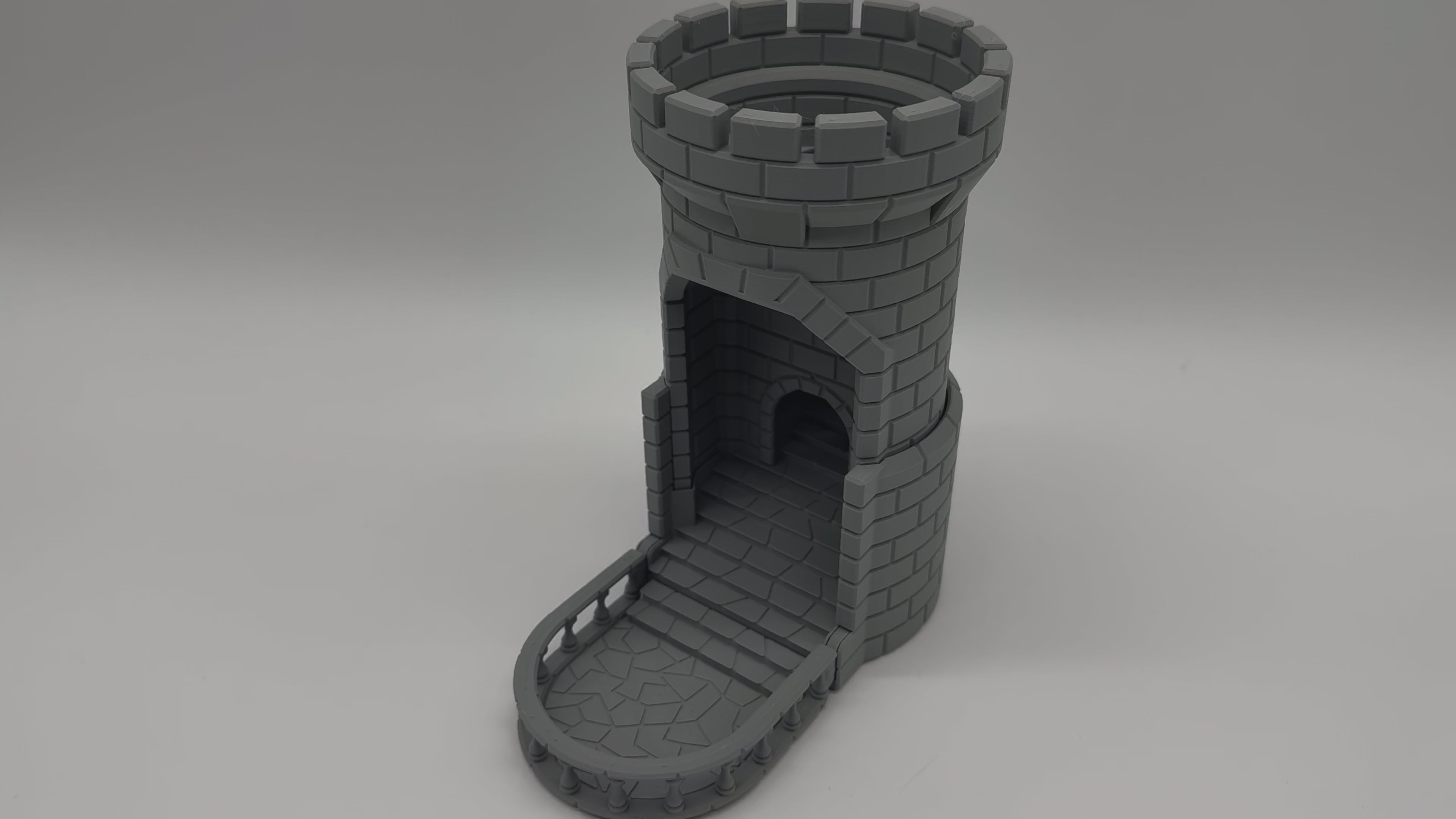 Middeleeuwse Dobbelsteen Werper – 3D-geprinte Dice Tower in Torenvorm - Premium Quality